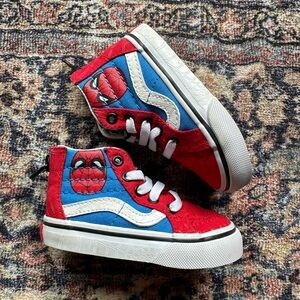 Baby Spiderman Hightop Vans, size 4